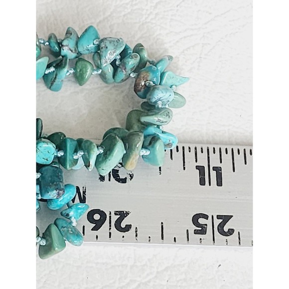Vintage 925 Sterling Genuine TURQUOISE Chip 8 Strand Necklace Toggle Clasp - Picture 8 of 9